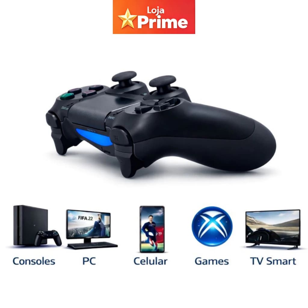 Controle PS4 com Duplo Motor de Vibração, Conexão Bluetooth e Alto-Falante Integrado