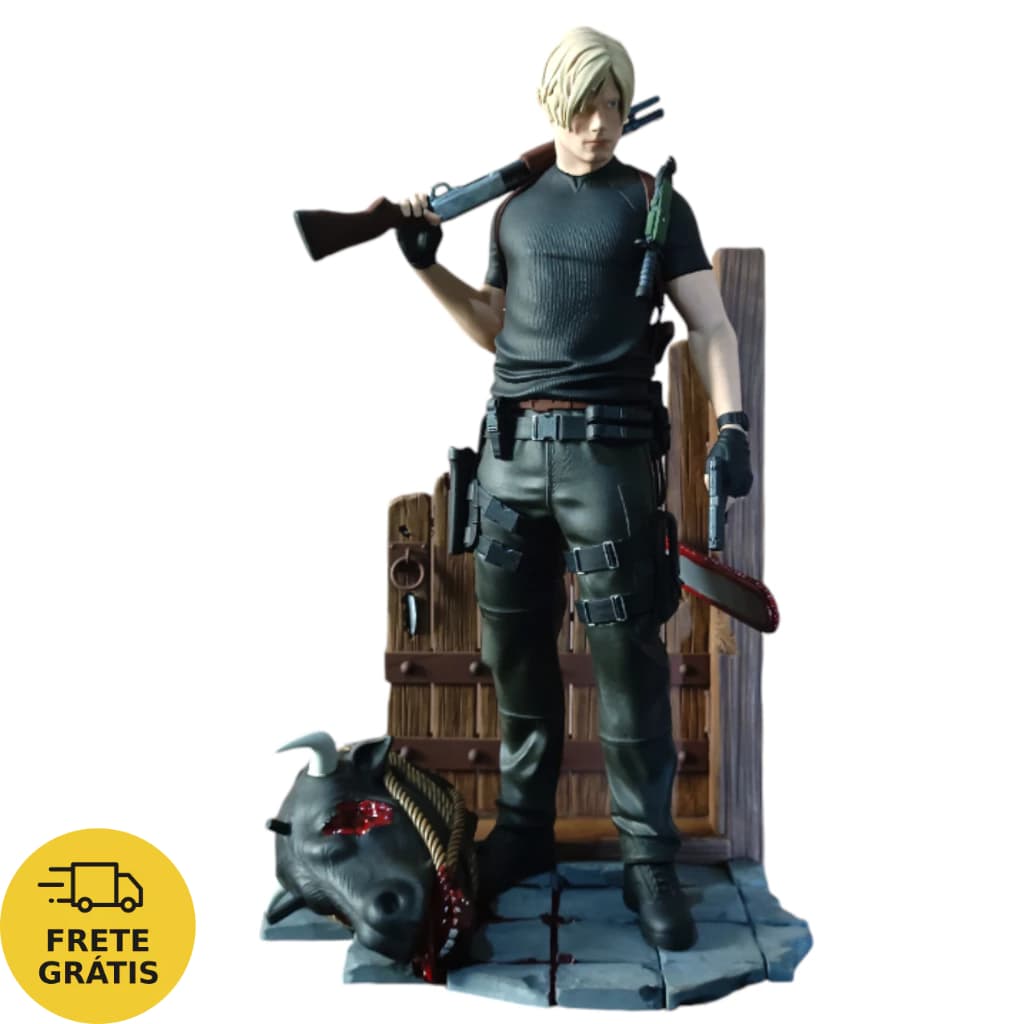 Leon S. Kennedy | Resident Evil 4 | Figure 25cm | Estátua Pintada à Mão | Colecionável Premium