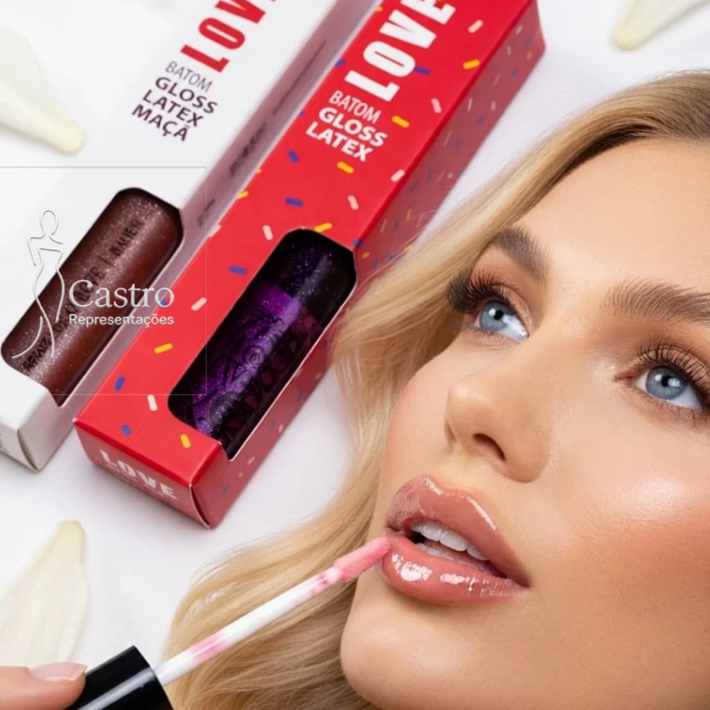 Gloss Latex Brilho Labial Intenso Incolor e com Glitter - Hidratante Max Love