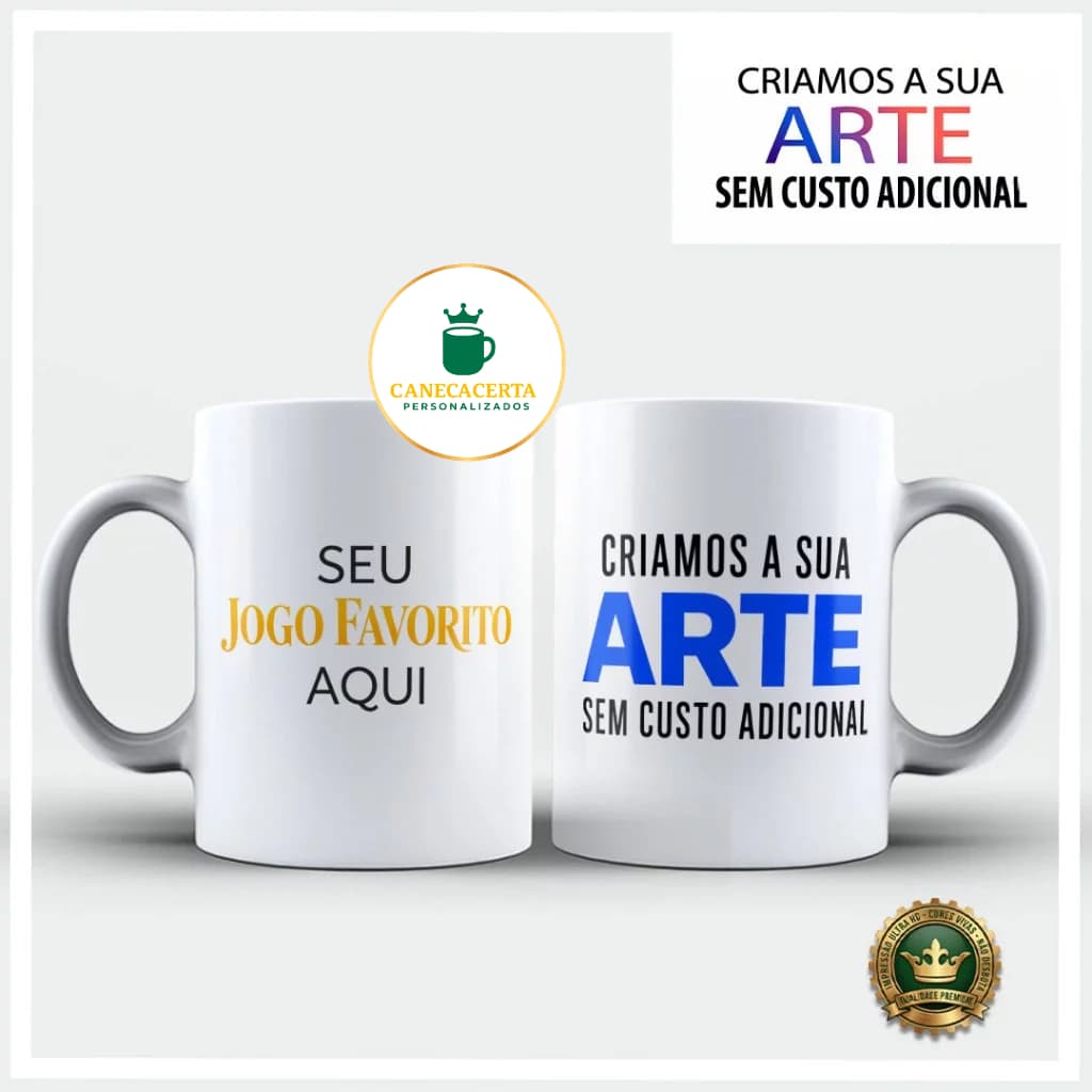 Caneca Personalizada Seu Jogo Favorito Gamer Geek Porcelana Premium Alta Qualidade