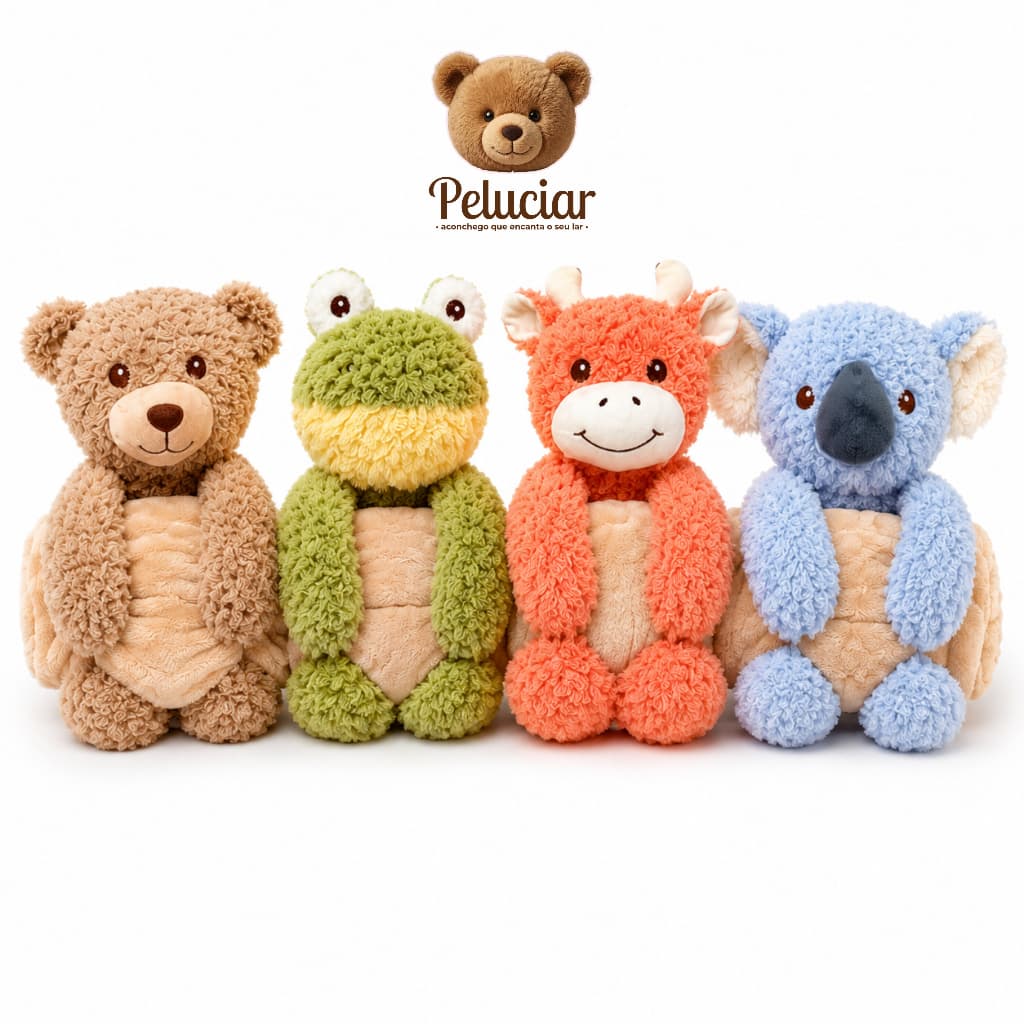 Manta Bebe Cobertor Naninha Ninar com Bichinho Pelúcia 85x100cm Mantinha Premium Bebê Presente