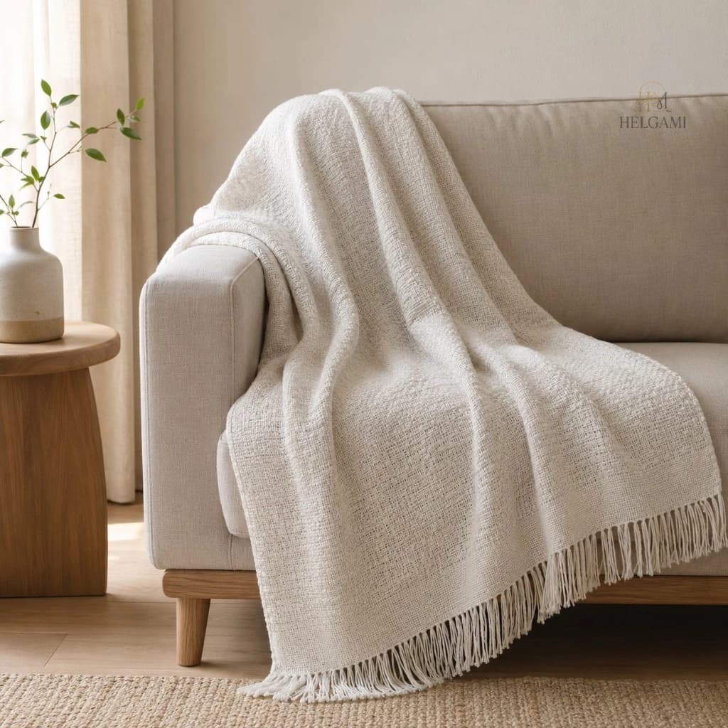 Manta para Sofá Viena 1,20x1,50m com Franjas | Decorativa para Sofá, Cama e Poltrona | HELGAMI