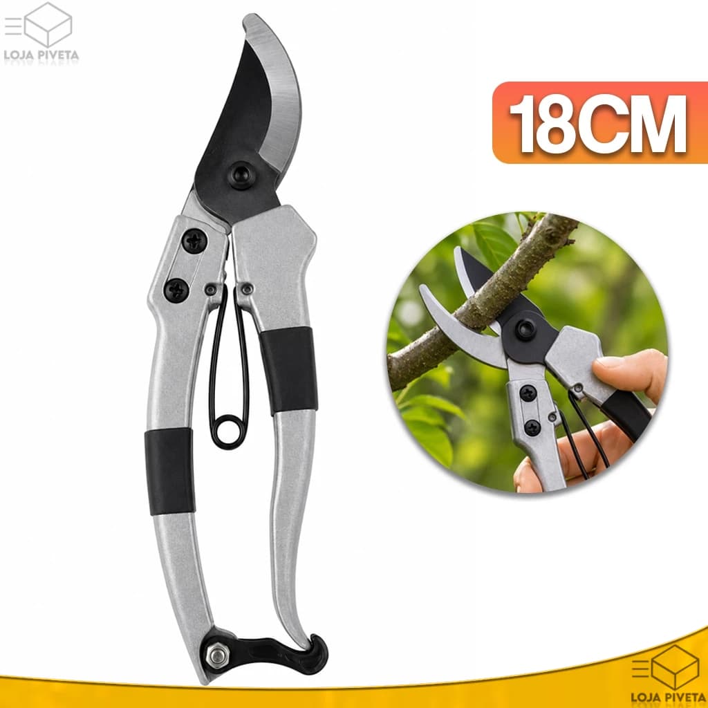 Tesoura de Poda de Aço Super Afiada 18cm Jardinagem Profissional Com Cabo Emborrachado Ergonômico