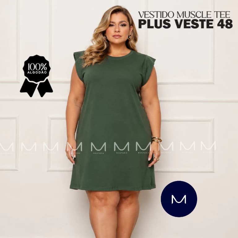 Vestido Manga Curta  Casual Vestido Confortavel Manga Morcego Plus Size Algodão