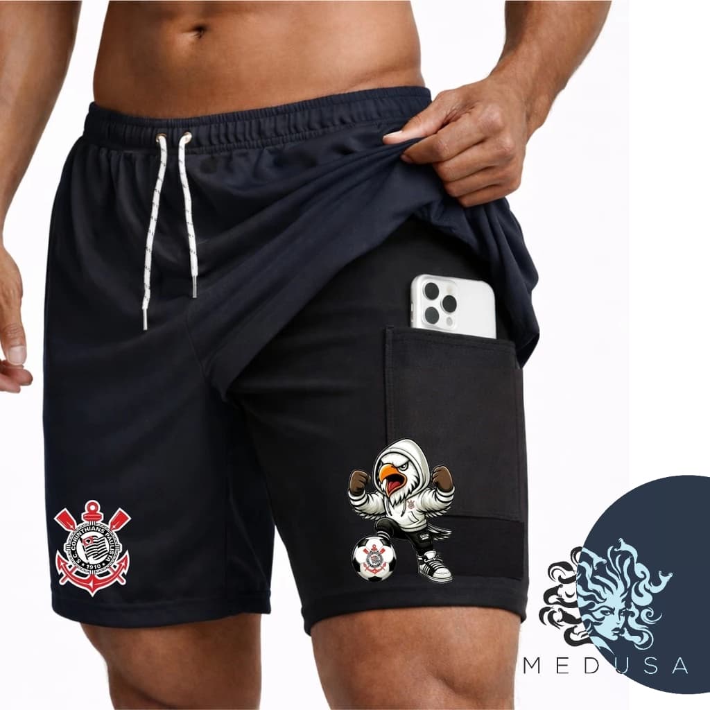 Bermuda Short Compressão 2 em 1 GAVIOES 04 Masculina Dry Fit + Elastano Leve para Academia Corridas