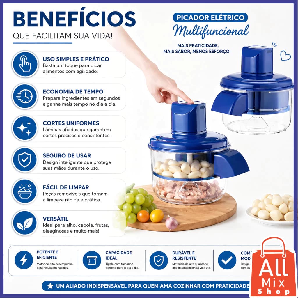 Descascador Elétrico Multifuncional para Cozinha (Azul)