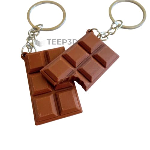 Par Chaveiros Barra de Chocolate - Uma barra inteira e uma mordida