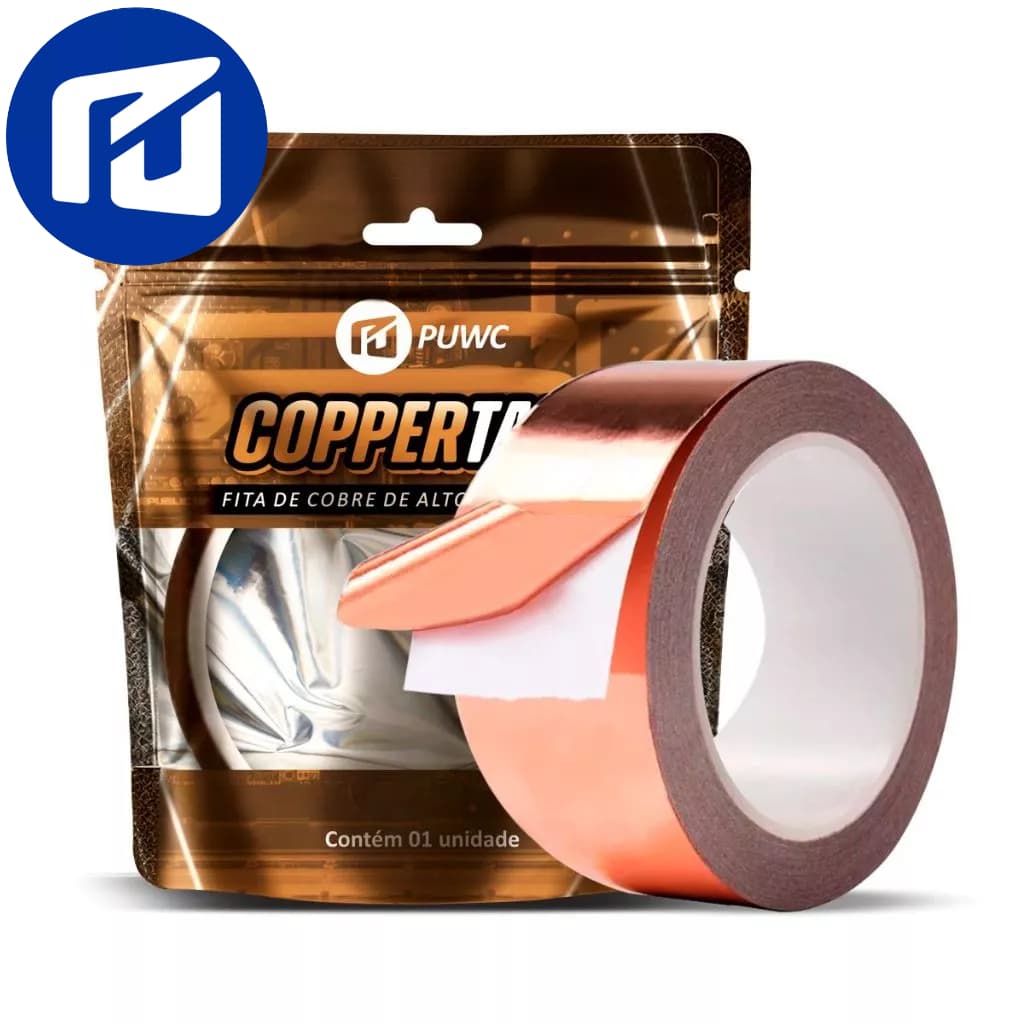 Fita de Cobre Adesiva 50mm - 5 Metros Rolo Blindagem Guitarra Elétrica Eletromagnética