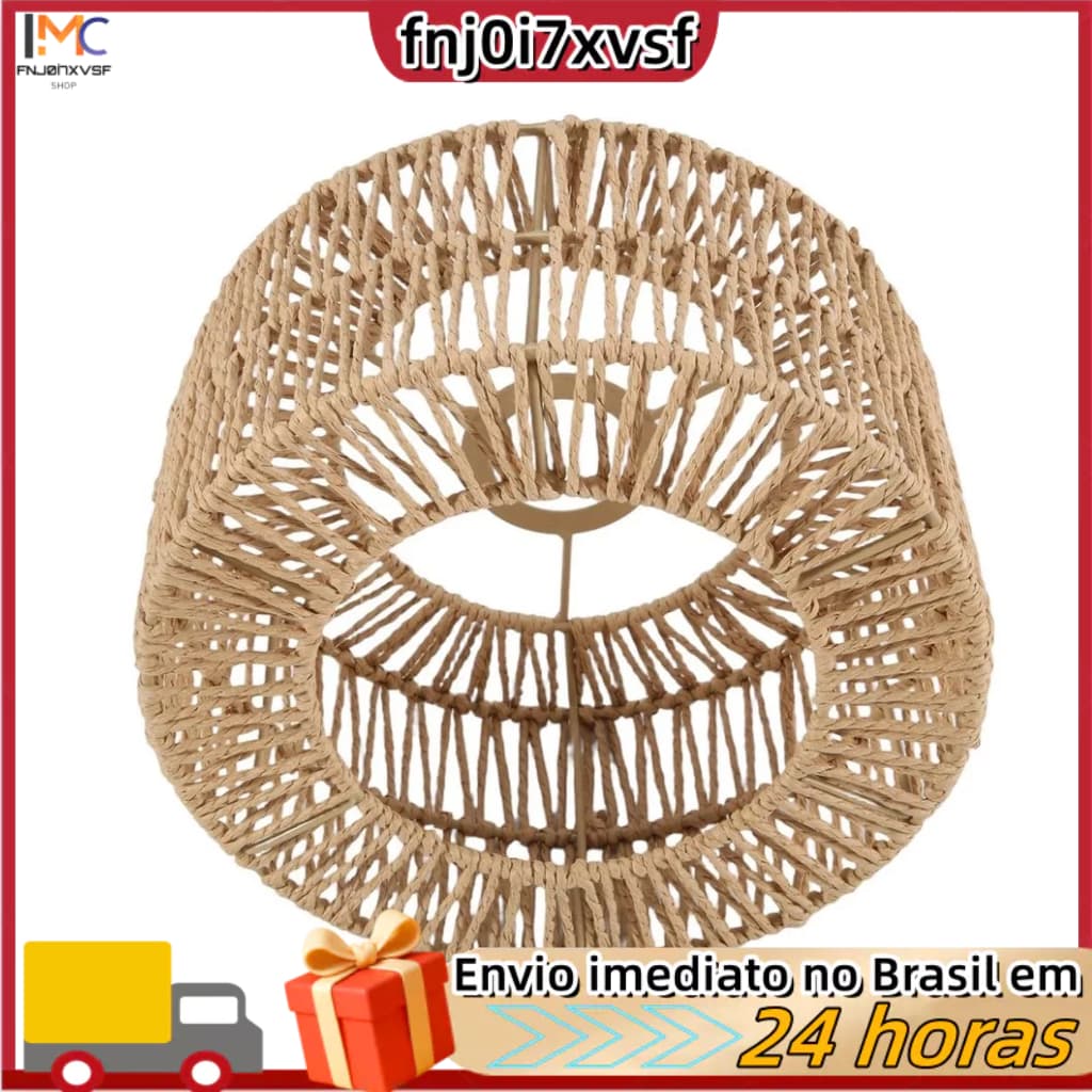 Abajur de corda de papel, estilo boho, para lustre, ideal para restaurantes, cafés e salas de estar, 22x11cm