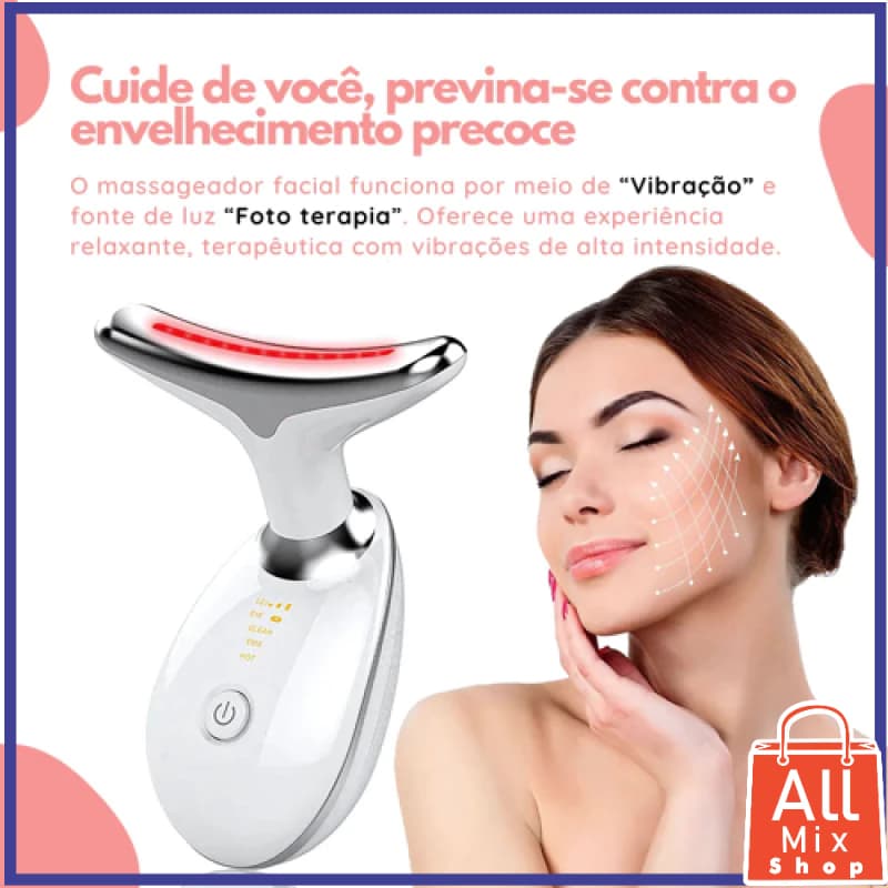 Massageador Facial Eletrico Pescoço Led Lift Fototerapia Ant