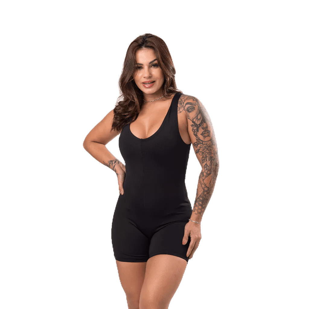 Macaquinho Suplex Curto Slim Fitness Academia Feminino