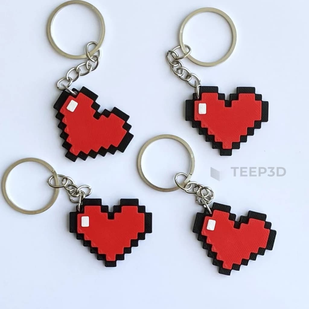 Kit 2/4 Chaveiros de Coração Pixelado