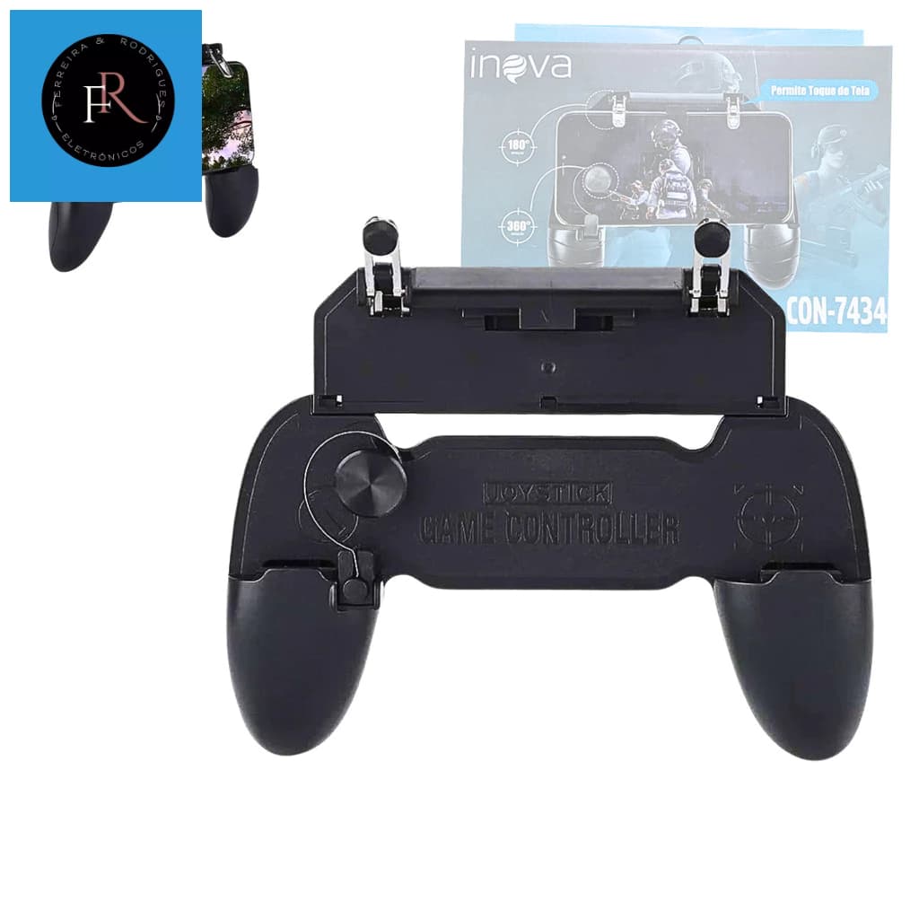 Controle Joystick Para Celular Com Gatilho E Suporte Inova CON-7434 Free Fire Pubg