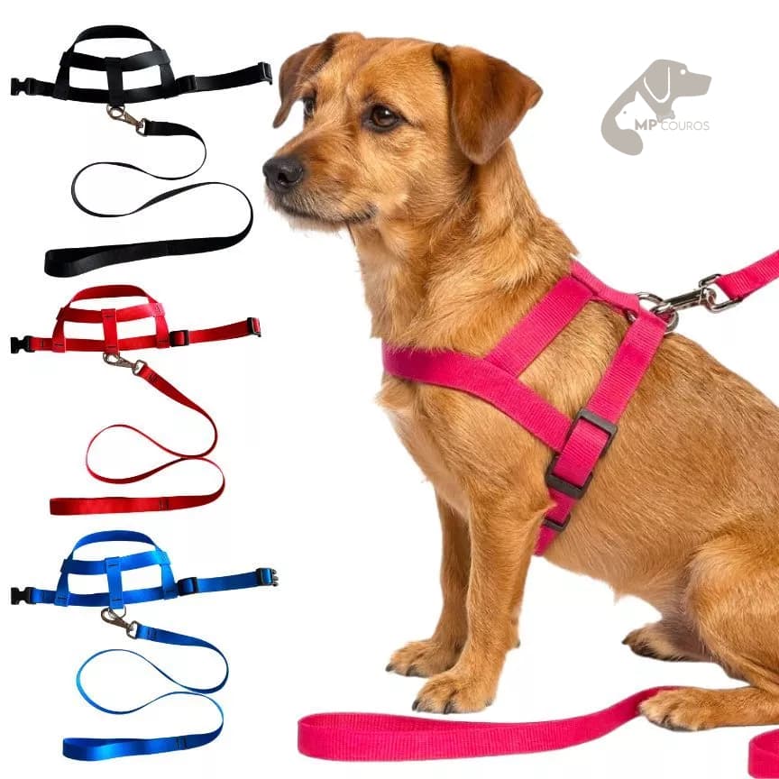 Peitoral para Cães Pequeno e Médio porte com Guia Ajustável e Resistente varias cores e tamanhos