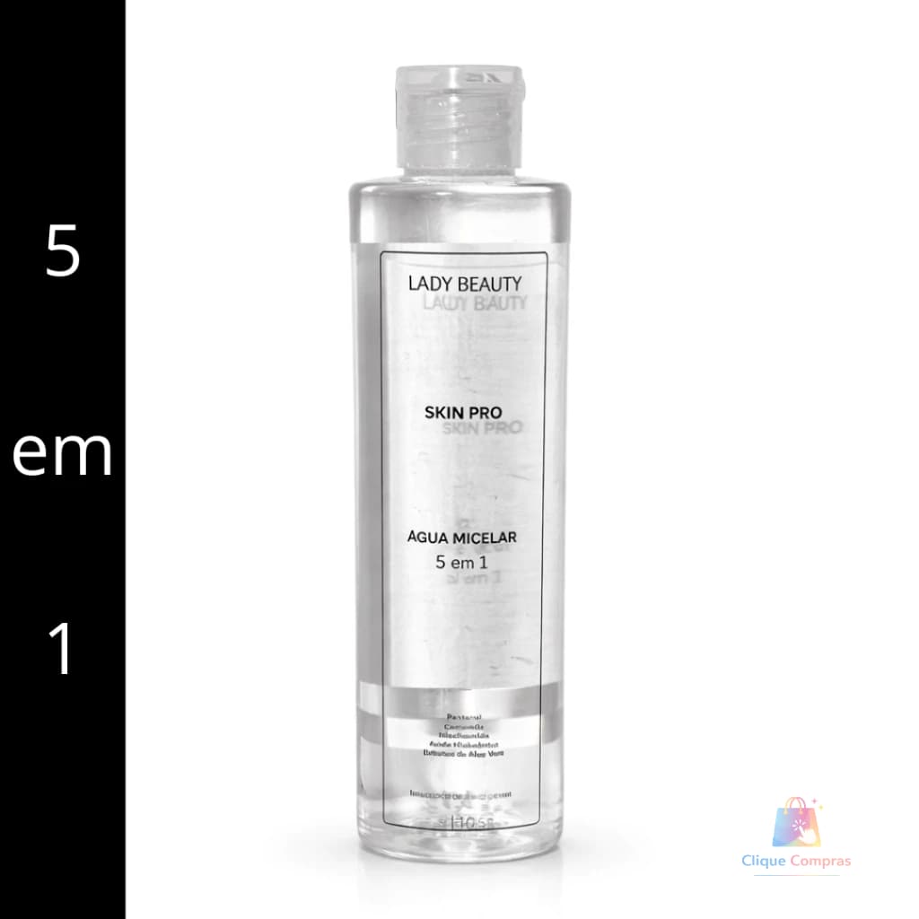 Agua Micelar 5 em 1 Skin Pro Lady Beauty Com Acido Hialurônico e Aloe Vera 310ml