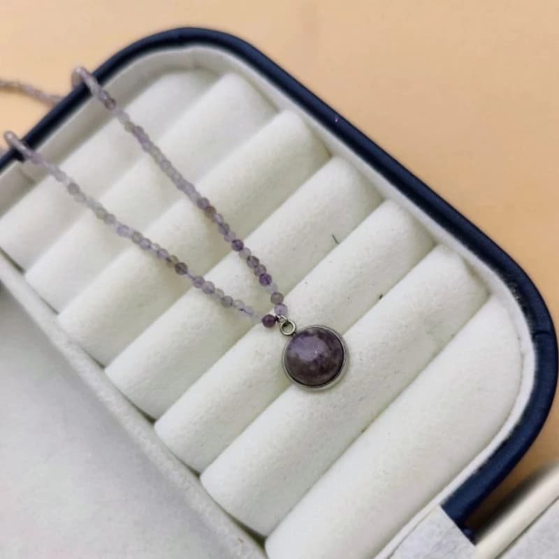 Colar de Ametista Pedra Natural Aço Inoxidável Hipoalergênico Delicado Minimalista Feminino