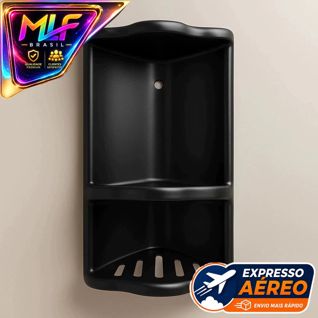 Suporte Preto para Banheiro Box Parede Porta Shampoo Condicionador Sabonete Acessório Funcional