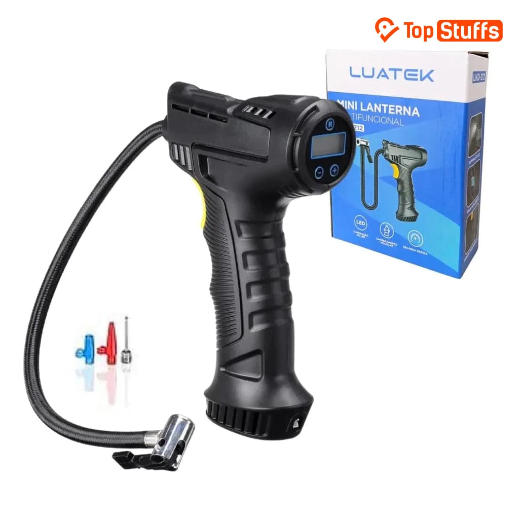 Compressor Ar Veicular Digital Portátil Calibrador Pneu LUATEK-LKD-212