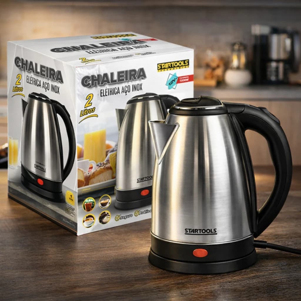 Garrafa de Café elétrica, chaleira elétrica 2 litros 127V  inox 1000W com Desligamento Automático