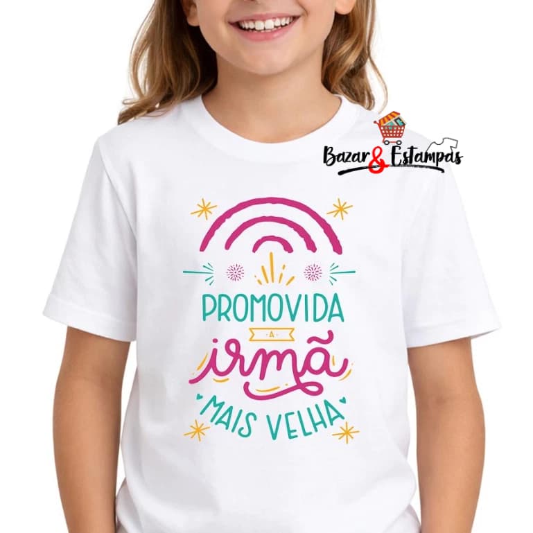 1 Camiseta Promovida a Irmã mais Velha Camisa promovida Irmã + Velha