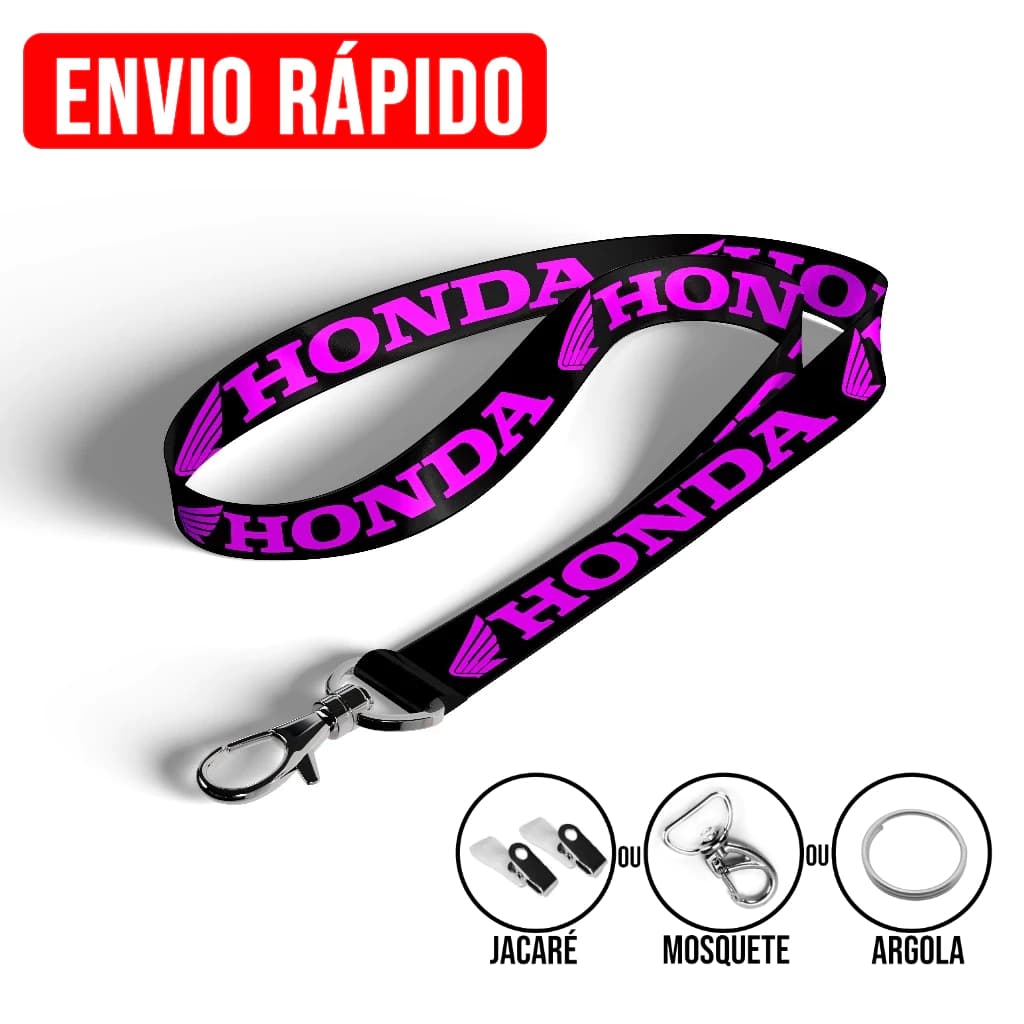 Cordão Chaveiro HONDA Moto Carro Crachá Premium com Mosquetão de Metal