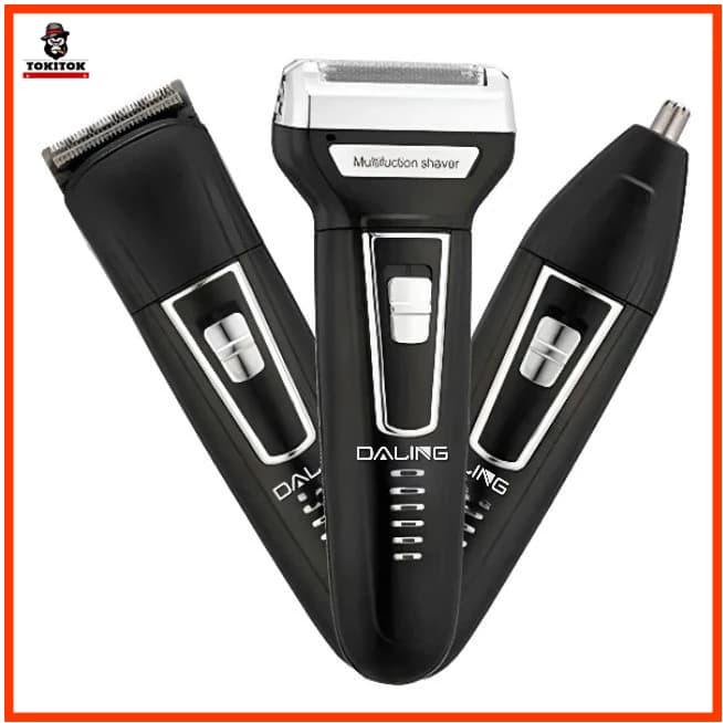 Aparador de Barba 3 em 1 Recarregável Bivolt Barbeador Elétrico Multifuncional Sem Fio