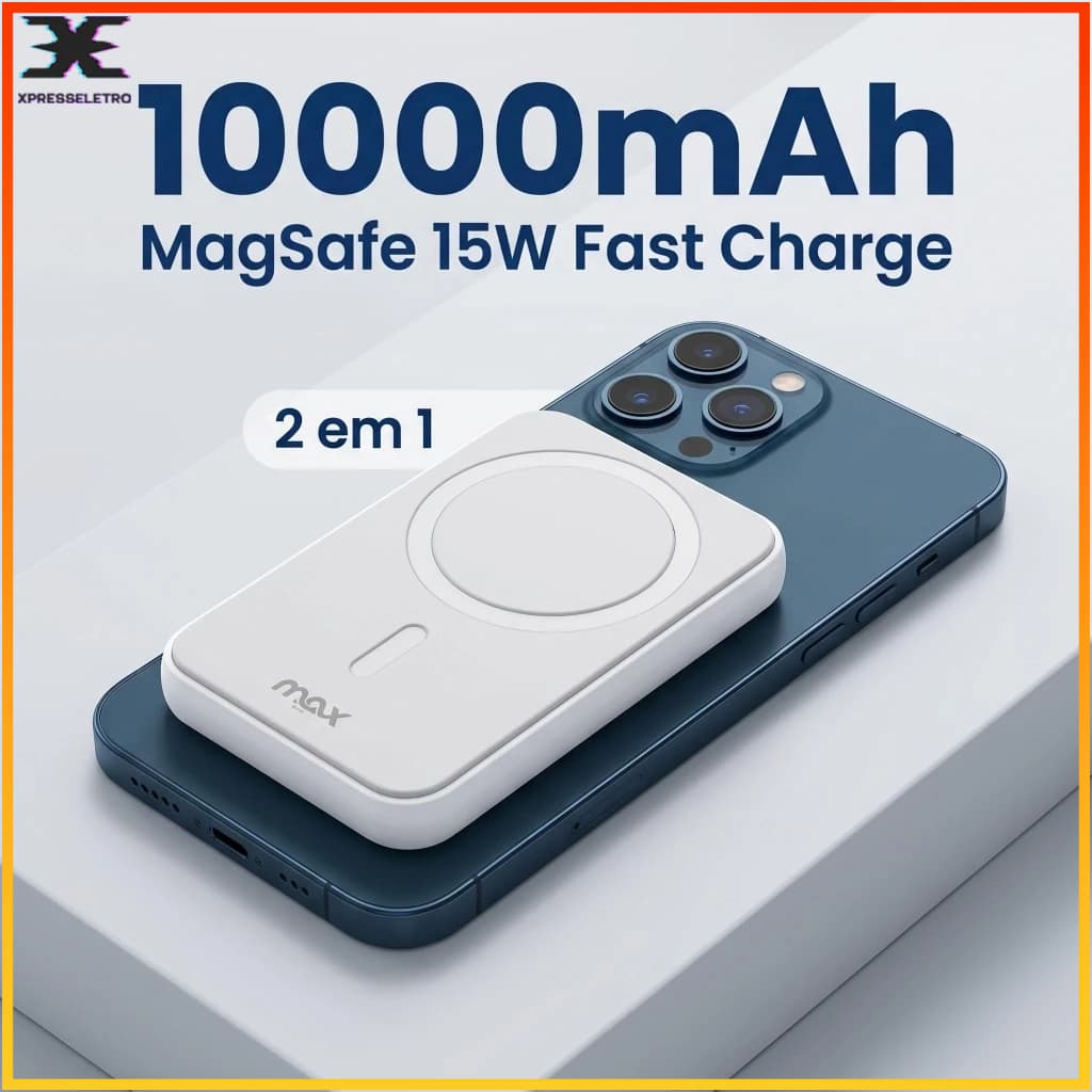 Carregador PowerBank Magnético 10000mAh  Carregamento Sem Fio Bateria Carregador Portátil Fast Charge Compatível iphone