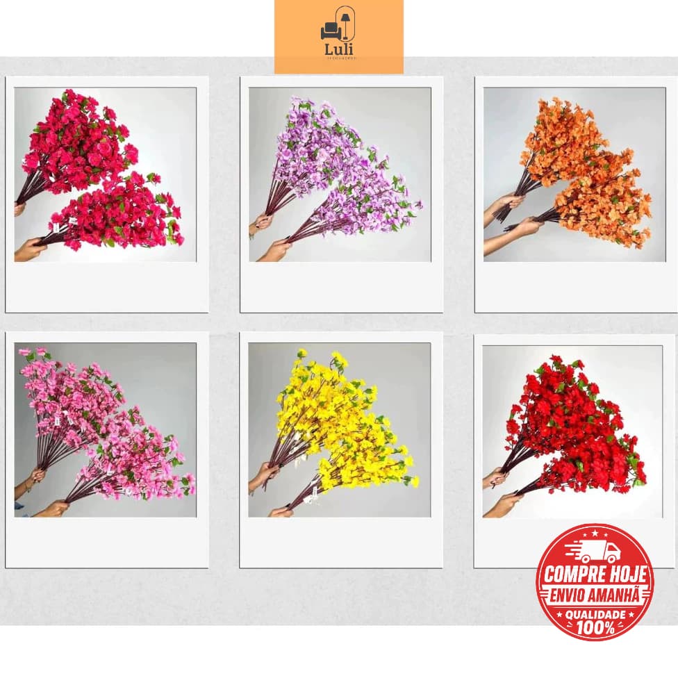 Kit 10 a 40 Buquê De Flores 65 CM Pessegueiro Casa Cerejeira Artificiais Arranjo Decoração A-504