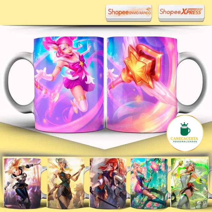 Caneca Lux Vários Modelos Todas Skins Jogo League Of Legends LOL Caneca Gamer 325ML