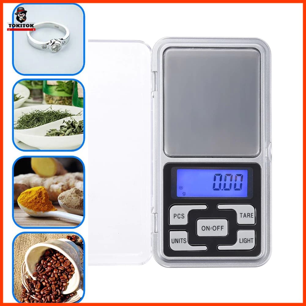 Mini Balança Digital de Precisão 0,01g até 500g LCD Portátil para Cozinha Joias Temperos Café e Uso Diário