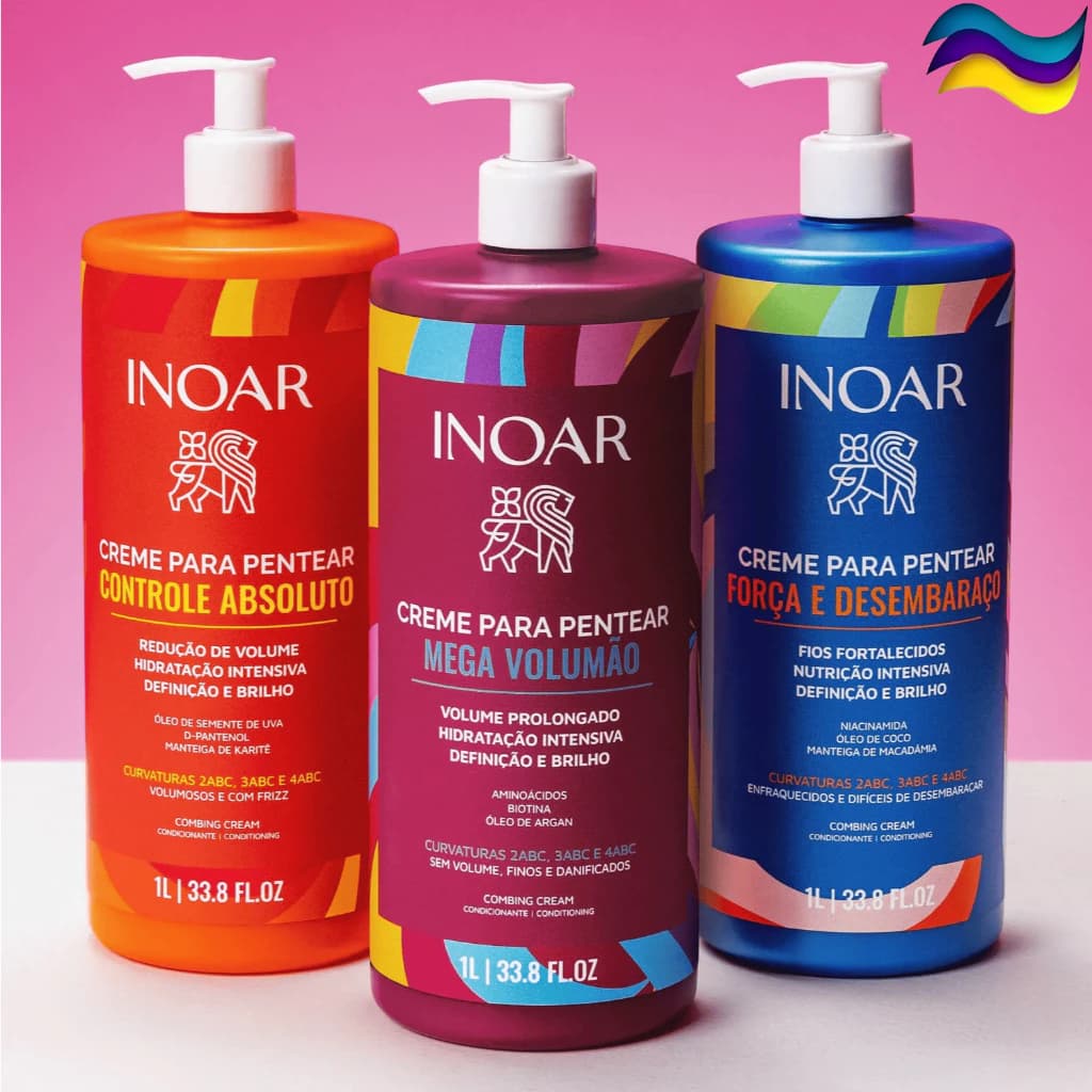 Inoar Creme para Pentear 1000ml Válvula Pump - Definição Força e Volume - Escolha sua Curvatura