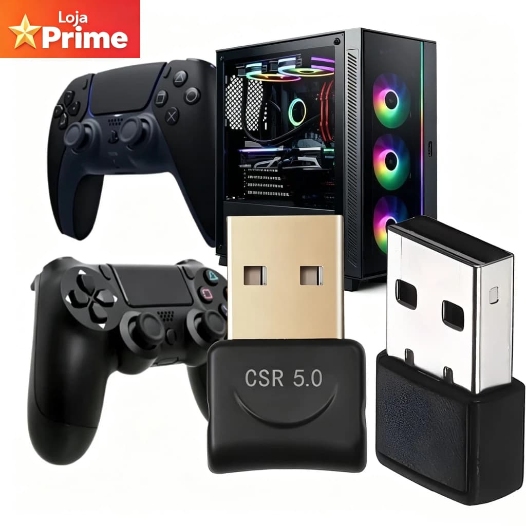 Adapter Wi-Fi e Bluetooth 5.0, compatível com computadores e notebooks, para ligar controles PS4 e PS5