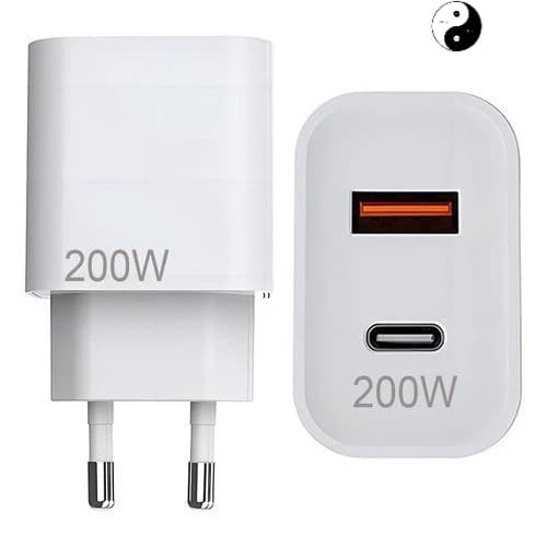 Carregador para  200w tipo c branco turbo power fast charger