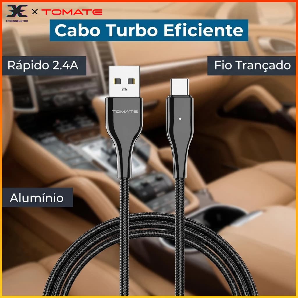Cabo USB Tipo-C 1.2m 2.4A Carregamento Rápido Cabo Trançado Resistente Para Android Samsung Xiaomi Motorola Uso Diário