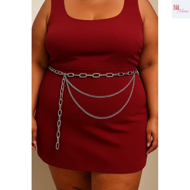 Cinto Grosso Duas Correntes Plus Size 140cm Feminino