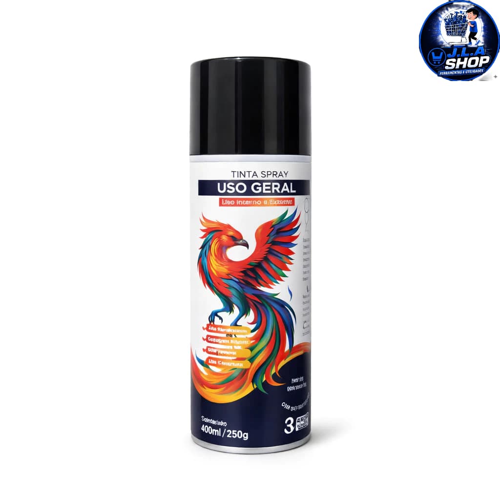 Spray Preto Brilhante Uso Geral 350ml Tinta Spray Multiuso Alta Cobertura