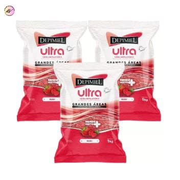Kit com 3 Ceras Depilatória em Pérolas Ruby 1Kg - Depimiel