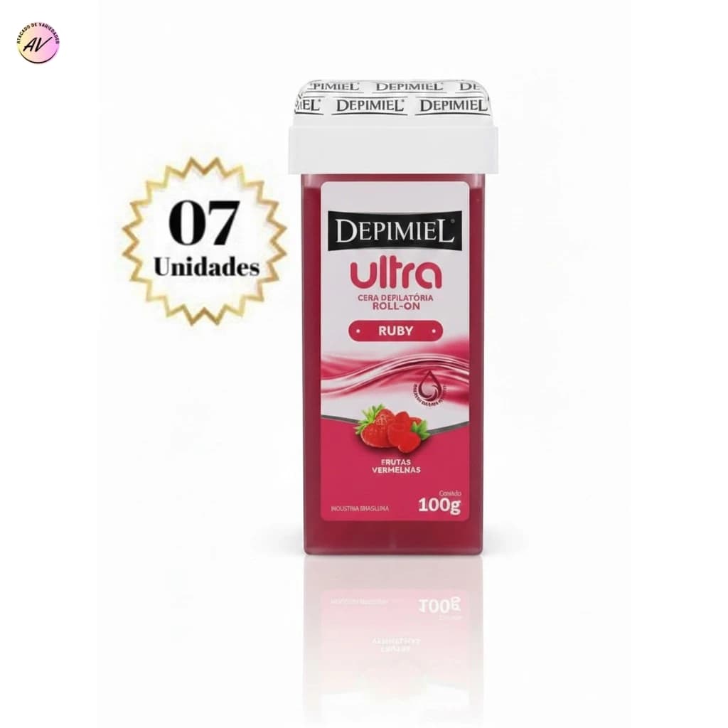Kit com 7 Ceras Depilatórias Roll-On Ultra Ruby 100g - Depimiel