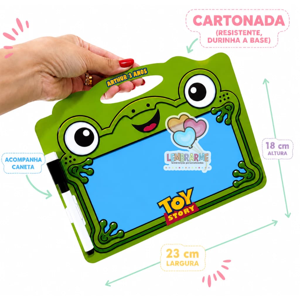 Kit 10 Lousa Mágica Cartonada Lilypad Toy Story Personalizada Com Caneta Fazemos Qualquer Tema