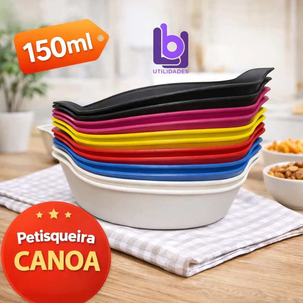 Kit 10 Petisqueiras Barquinha Canoa 150ml Pequena Petiscos Festa Frios Amendoim Molho