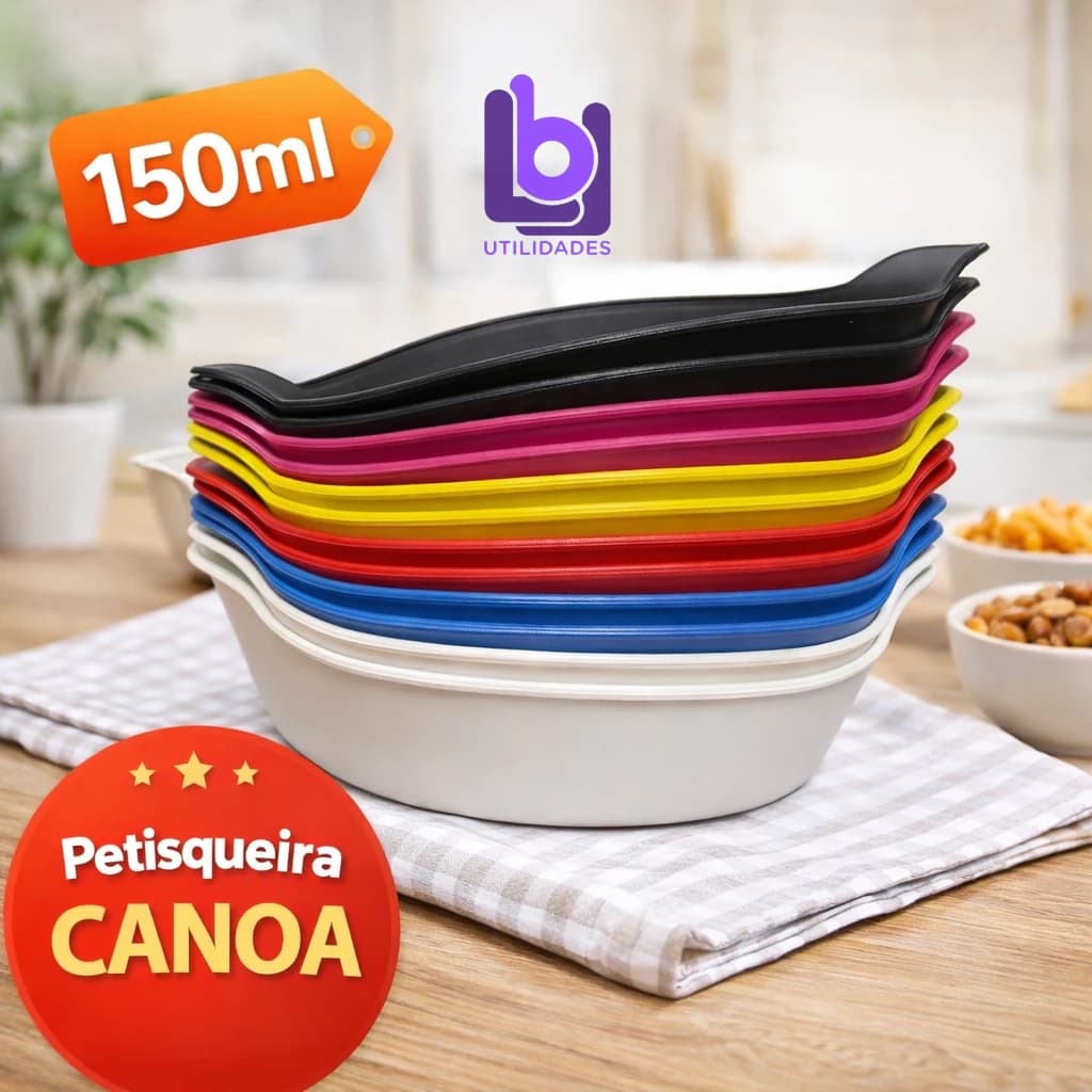 Kit 5 a 50 Petisqueiras Barquinha Canoa 150ml Pequena Colorida Petiscos Festa Frios Molho