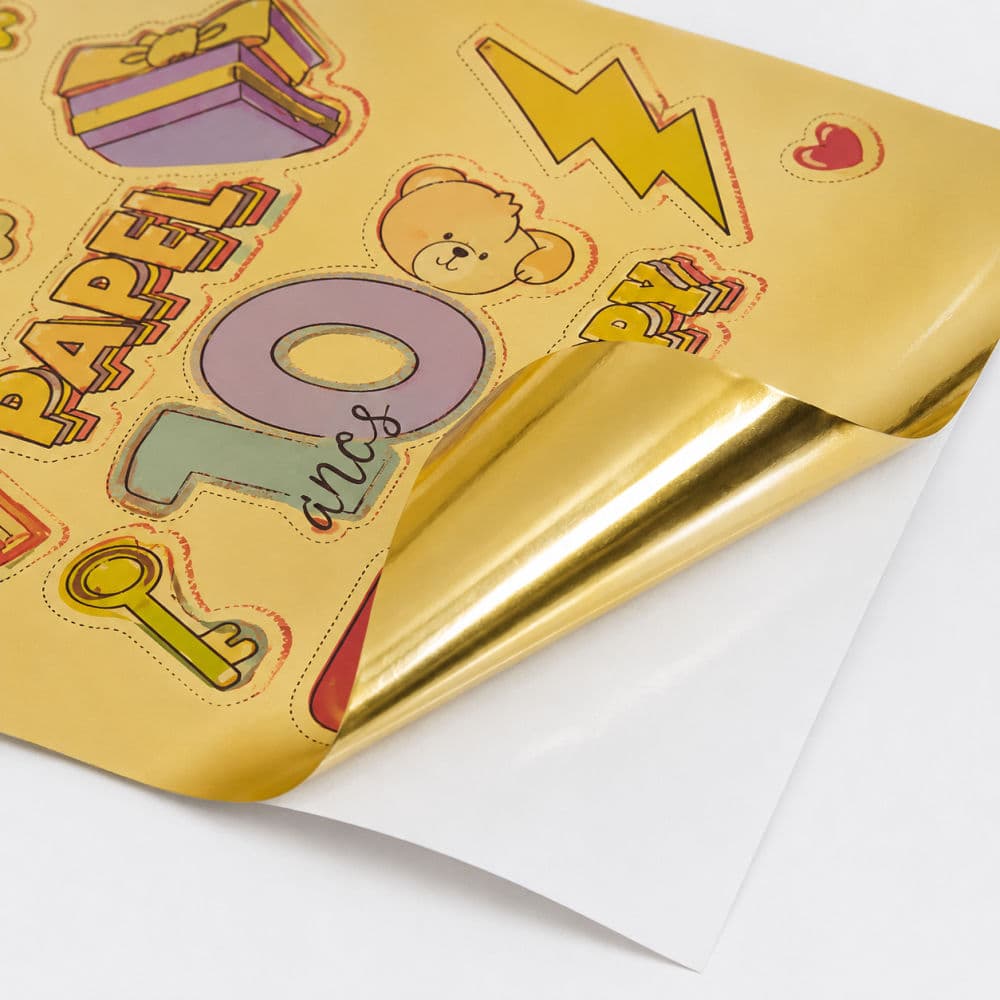 Papel Vinil Holográfico Dourado Adesivo -130g A4 ( a prova d Água)