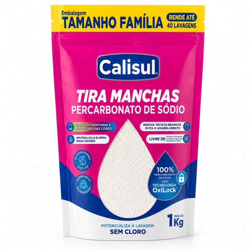 Percarbonato de Sódio Calisul Puro Granulado Removedor de Manchas para Roupas Brancas e Coloridas