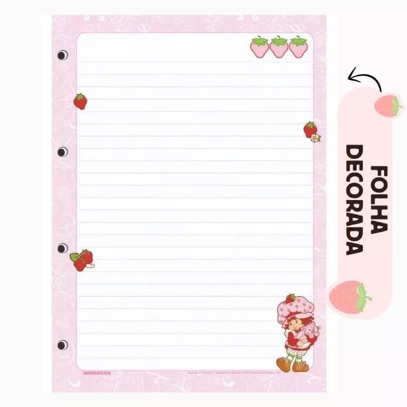 Refil de folhas Caderno Argolado Moranguinho-80 folhas