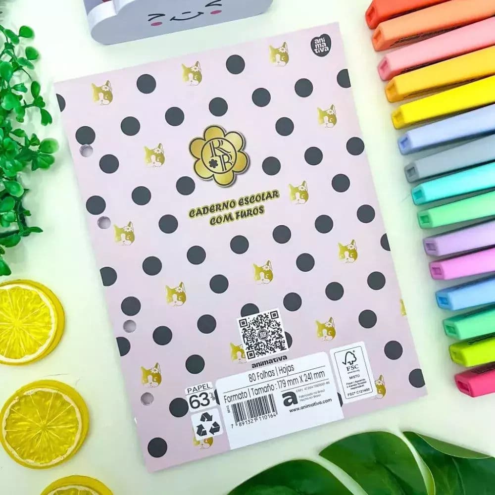 Refil de folhas Caderno Argolado Rebecca Bombom com cheiro -80 folhas