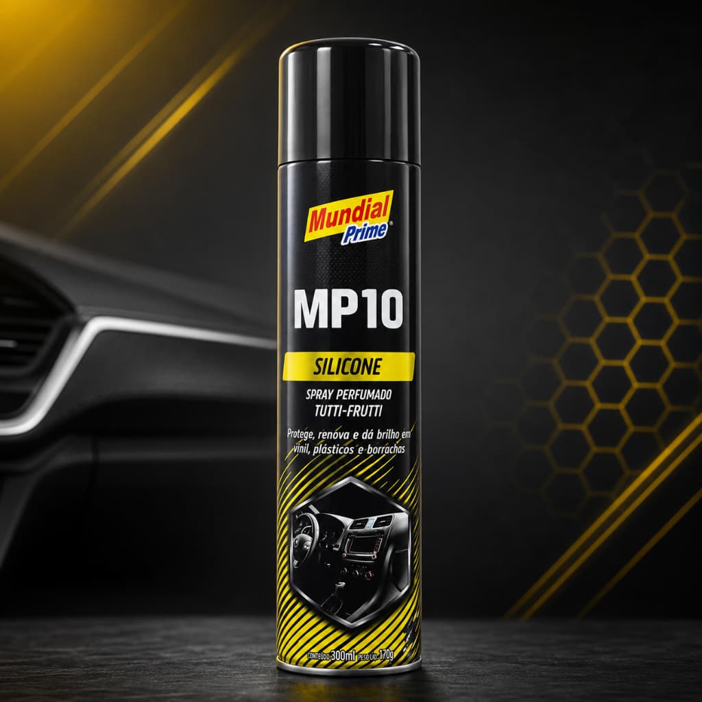 Silicone Spray Automotivo 300ml MP10 Mundial Prime Perfumado Tutti-Frutti Para Painel Plástico Borracha
