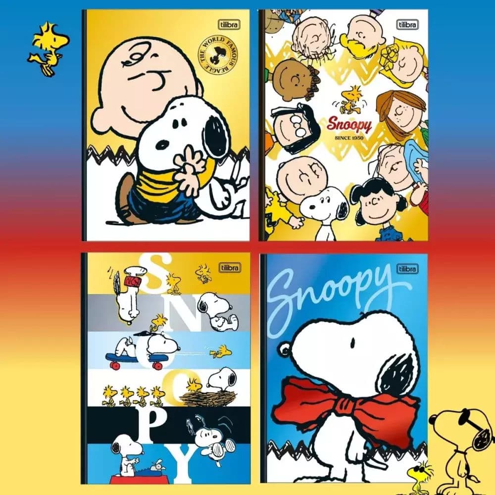 Caderno Colegial Brochura Snoopy 17,6 x 23,9cm 1 Matéria 80 Folhas