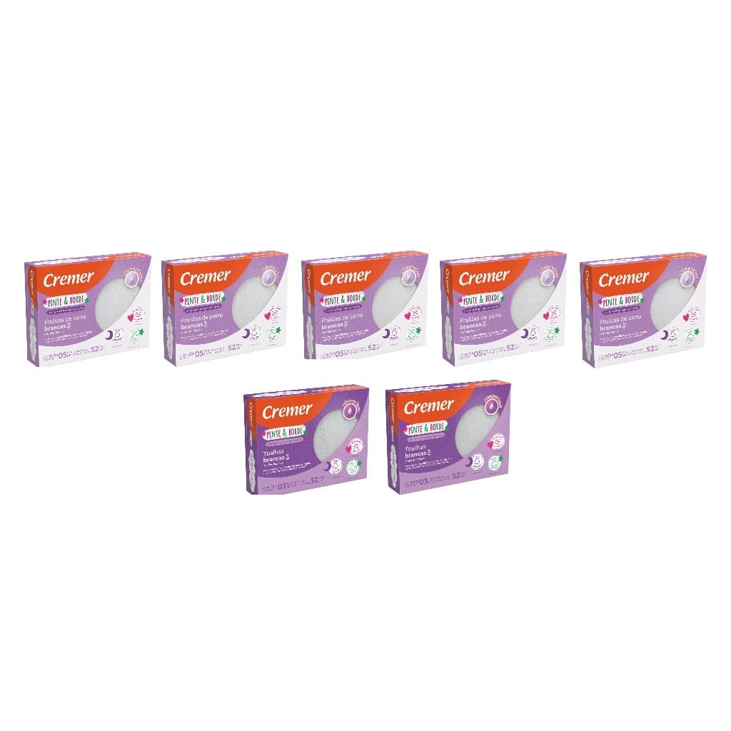 Kit 05 Cx Fralda + 02 Cx Toalhas Fralda Pinte E Borde Cremer