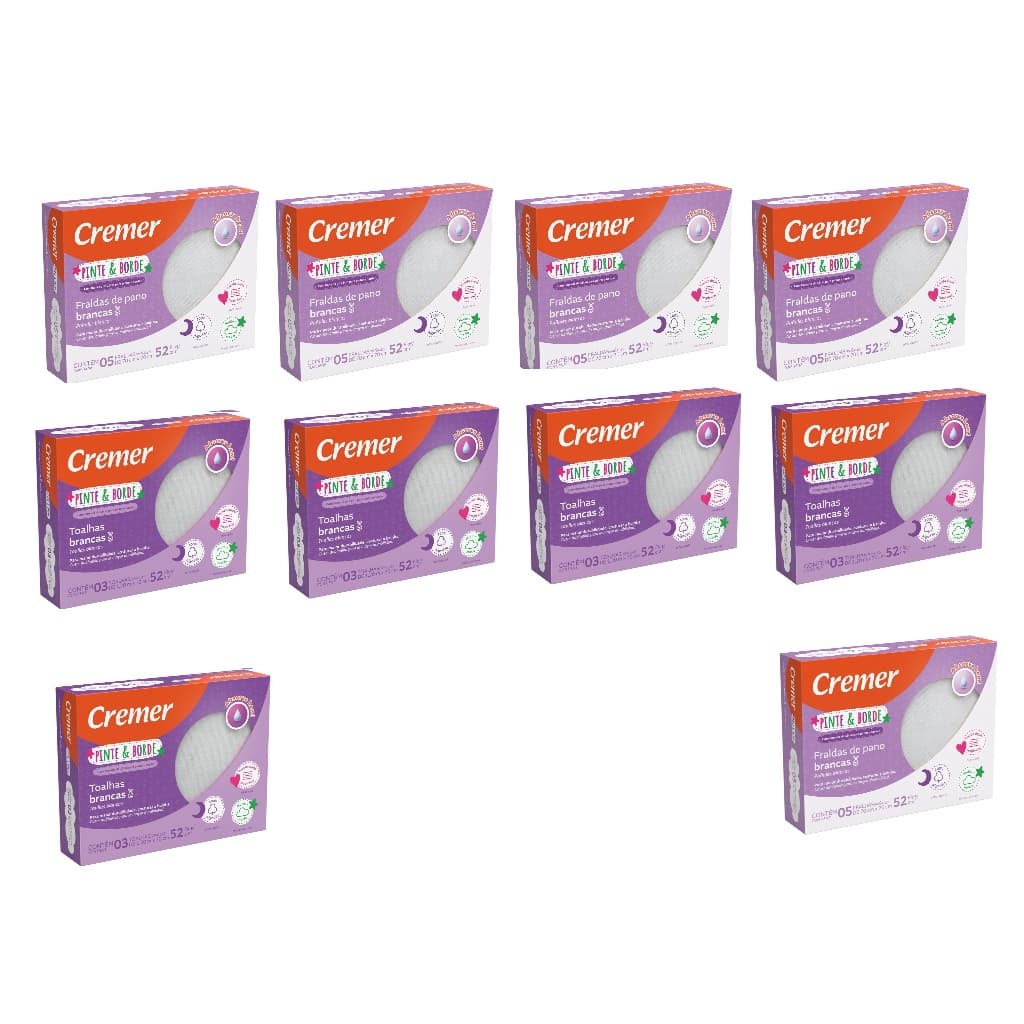 Kit 5 Cx Fraldas 5 Cx Toalhas Fralda Pinte E Borde Cremer