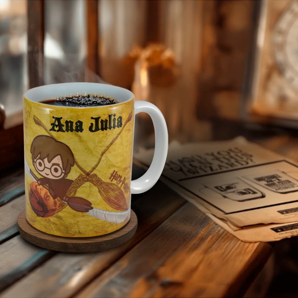 Caneca Personalizada Harry Potter 325ml Em Porcelana Com Vários Temas Para Café Chá